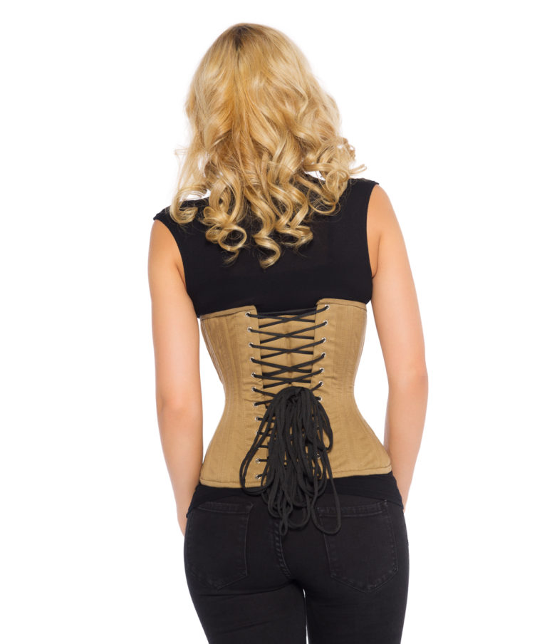 Lara Beige Cotton Underbust Steel Boned Corset Glamorous Corset