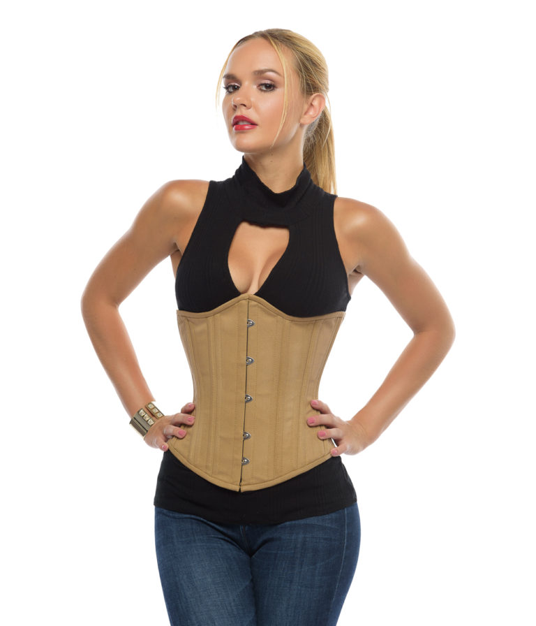 Dita Beige Cotton Underbust Steel Boned Corset Glamorous Corset