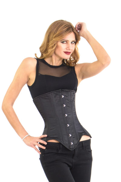 Dana Black Satin Corset | Steel Boned Underbust Corset - Glamorous