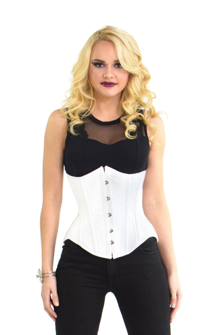 Lara White Cotton Underbust Steel Boned Corset Glamorous Corset