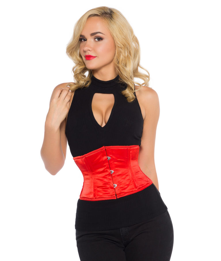 Bella Red Satin Underbust Steel Boned Corset Glamorous Corset 6812