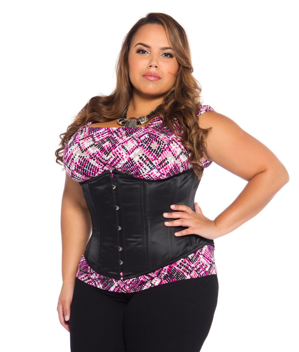 black satin plus size corset