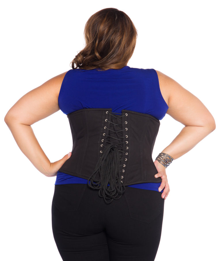 Dita Black Cotton Plus Size Underbust Steel Boned Corset Glamorous Corset