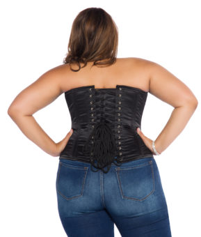 Jenna Black Satin Plus Size Overbust Steel Boned Corset Glamorous Corset