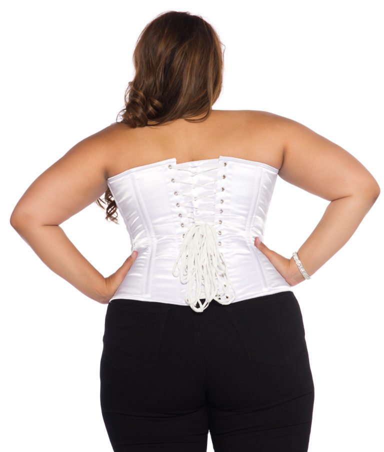 Jenna White Satin Plus Size Overbust Corset Glamorous Corset