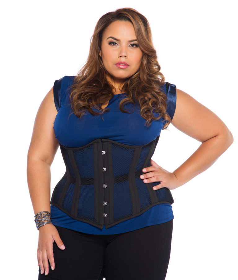 Jolie Black Mesh Plus Size Corset (Steel Boned) - Glamorous Corset