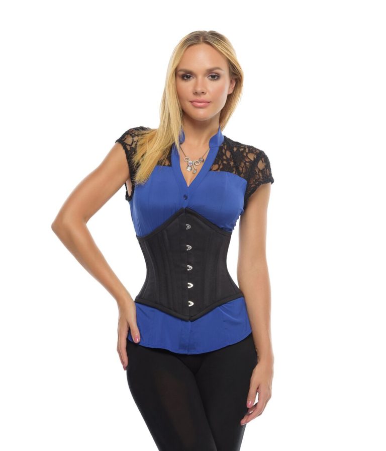 Kayla Short Black Cotton Underbust Steel Boned Corset Glamorous Corset