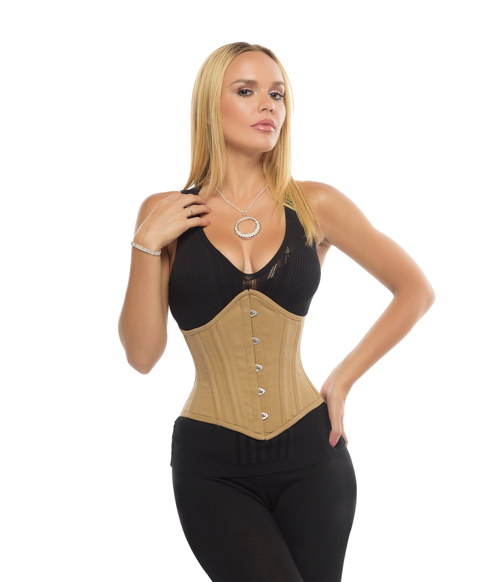 Real Steel Boned Underbust Corset From Blue Transparent Mesh and Cotton.  Real Waist Training Corset for Tight Lacing. 