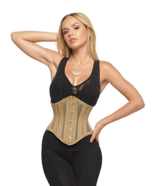 Kayla Beige Mesh Underbust Steel Boned Corset Glamorous Corset